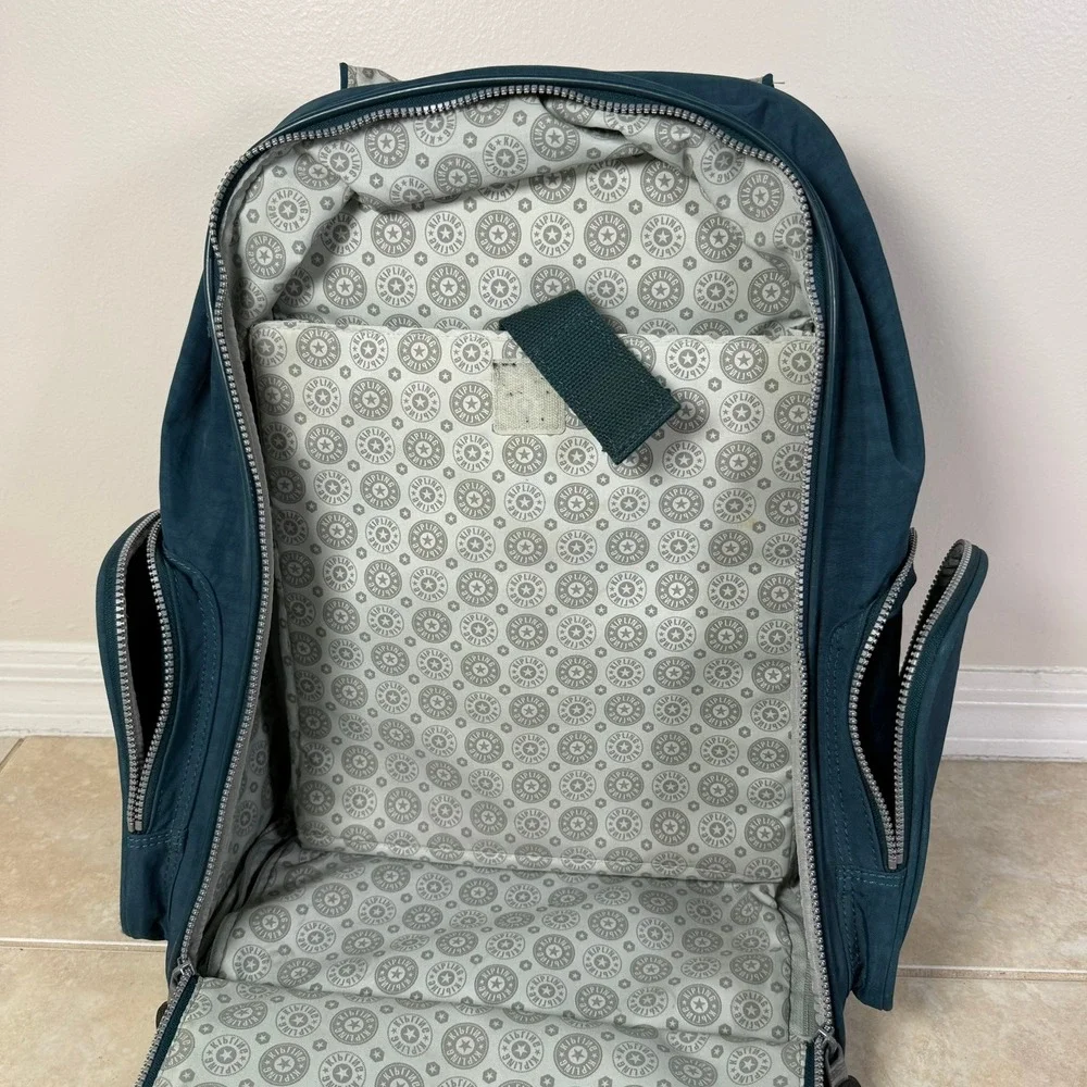 Kipling Alcatraz Rolling Backpack Unisex Large Teal Blue Convertible Laptop Bag